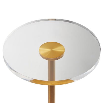 Clear Acrylic End Table - Gold & Clear, 11.9" Round for Living Room
