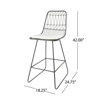 Grey & Ivory Iron Patio Counter Stools - Set of 2