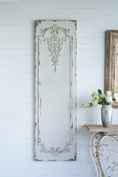 Vintage Boiserie Wall Art Panels Set of 3 in White Magnesium Oxide