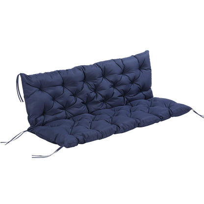Blue Tufted Outdoor Swing Bench Cushion for Porch or Garden Seating