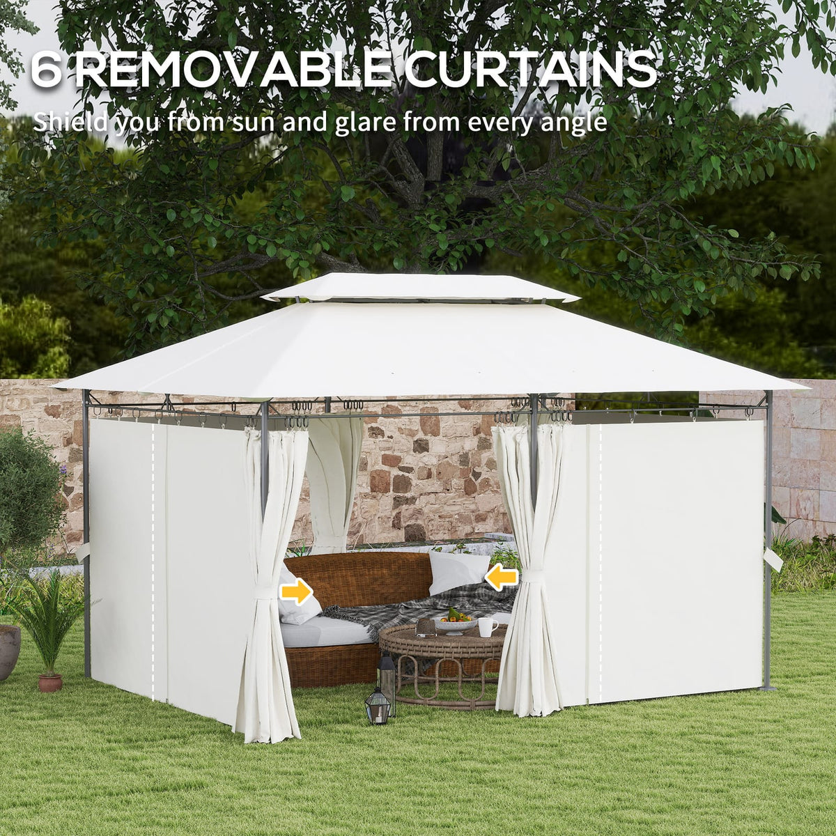 Spacious Cream White Gazebo - 130 Sq Ft Metal Patio Cover