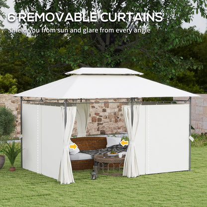 Spacious Cream White Gazebo - 130 Sq Ft Metal Patio Cover