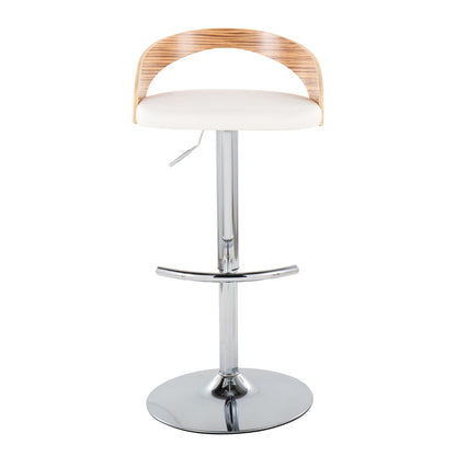 Adjustable Barstool Set - Chrome, White Faux Leather Dining Seating