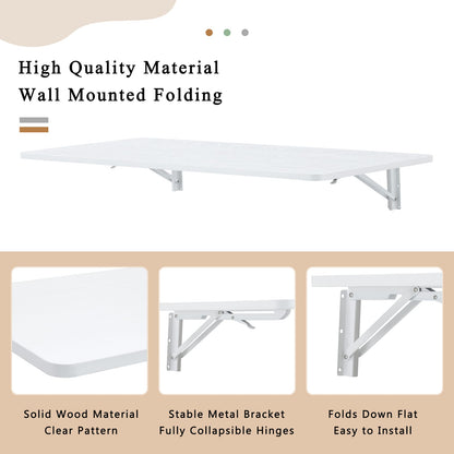 45 Inch White Folding Table - MDF Space Saving Desk for Living Room