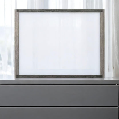 Gray Mirror Vanity with Synthetic Wood Finish for Bedroom
