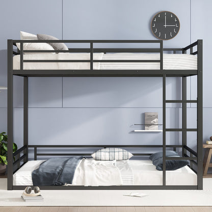Queen Size Metal Bunk Bed - Black Frame for Bedroom