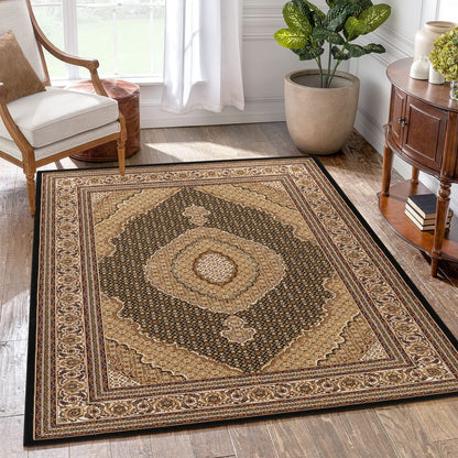 Luxury Manchester GC_HER5003 Area Rug - Black & Ivory