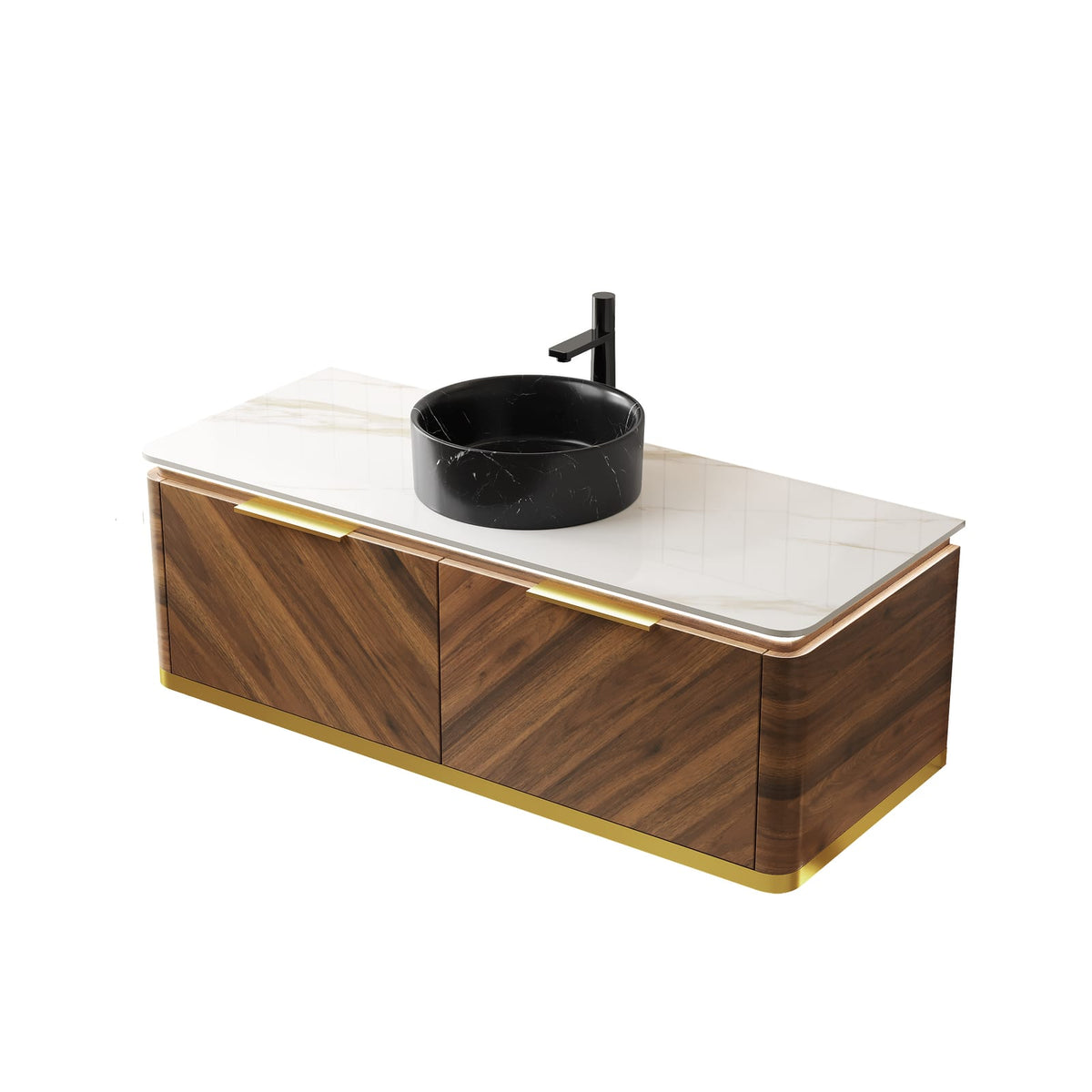 48 Inch Black Bathroom Vanity with Stone Sink