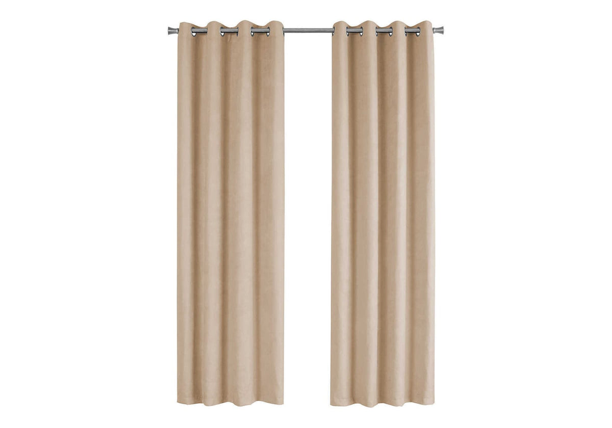 2 Panels Beige Polyester Curtains - 54"W x 95"L Room Darkening Grommet Drapes for