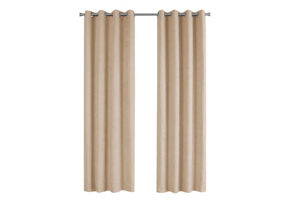 2 Panels Beige Polyester Curtains - 54"W x 95"L Room Darkening Grommet Drapes for