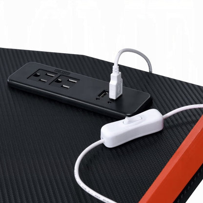 Black Red Gaming Table with LED Light and USB Charging Port
