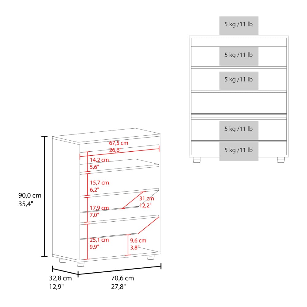 Moab Shoe Rack - White/Macadamia Multi-Tier Storage Cabinet for Living Room