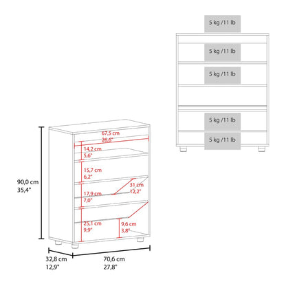 Moab Shoe Rack - White/Macadamia Multi-Tier Storage Cabinet for Living Room