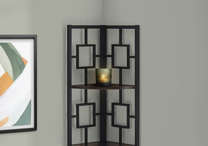4 Tier Espresso Metal Corner Bookshelf - 62"H for Living Room