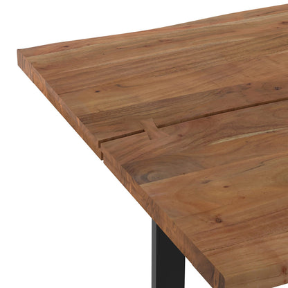 72 Inch Natural Acacia Wood Dining Table - Modern Industrial Style