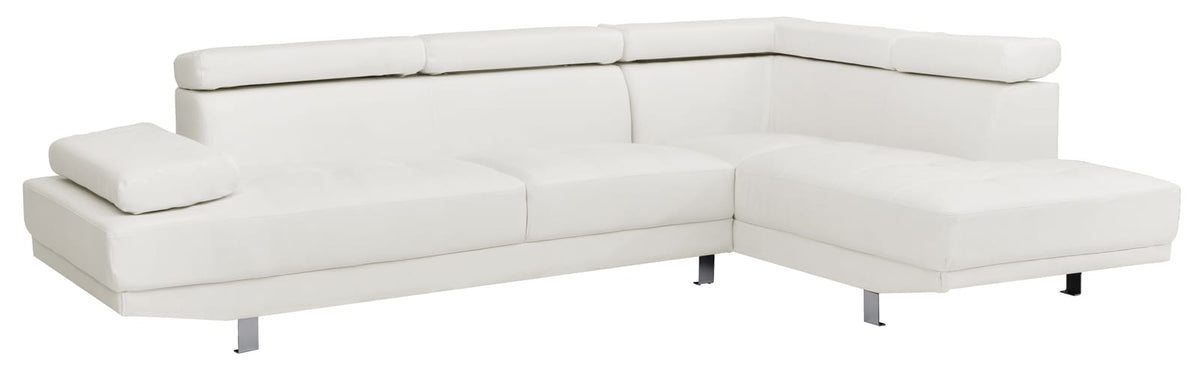 White 3 Seat PU Sectional Sofa - Modern Sectional for Living Room