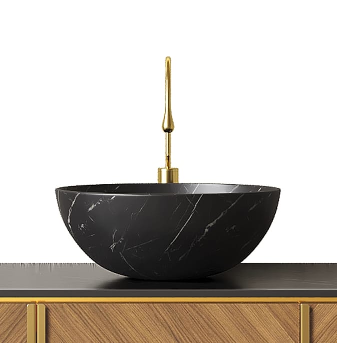 14" Black Ceramic Bathroom Sink - Durable & Stain Resistant