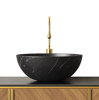 14" Black Ceramic Bathroom Sink - Durable & Stain Resistant
