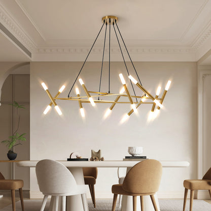 Gold Iron Chandelier Light Fixture 40.9" Dining Room Pendant Light