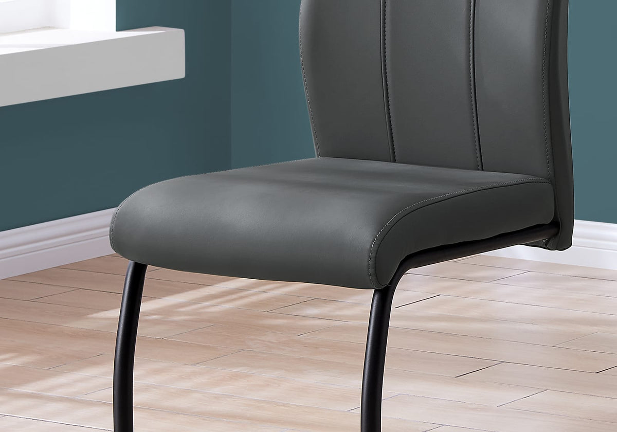 Dining Chairs Set of 2 Grey Faux Leather Upholstered Kitchen Dining Room Chairs