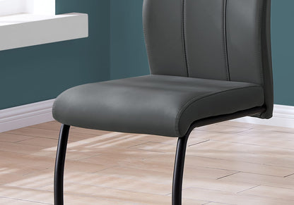 Dining Chairs Set of 2 Grey Faux Leather Upholstered Kitchen Dining Room Chairs