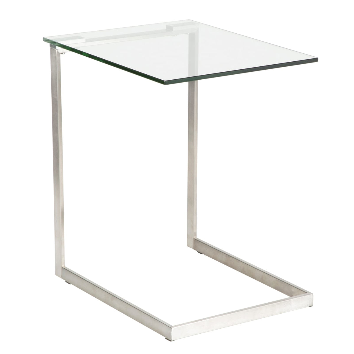 Clear Glass & Metal End Table - 19.25" Modern Design for Living Room