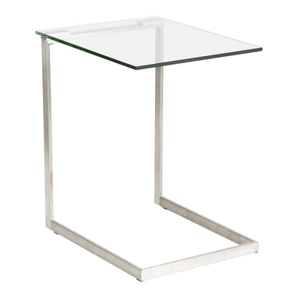Clear Glass & Metal End Table - 19.25" Modern Design for Living Room