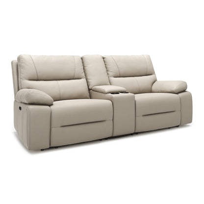 Beige Faux Leather Reclining Loveseat Sofa - 79" for Living Room