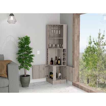 Light Gray Seattle Bar Cabinet - 8 Bottle Storage