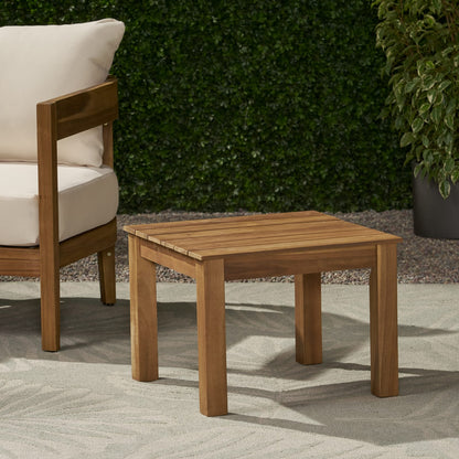 Acacia Wood Side Table - Brown Patio Furniture