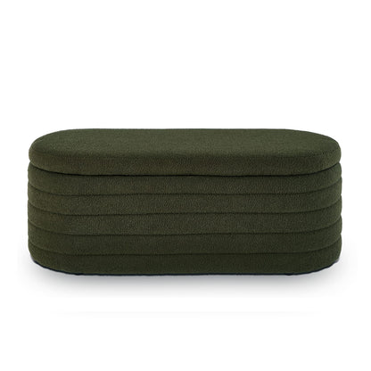 Dark Green Storage Ottoman Bench - Hidden Storage & Comfort