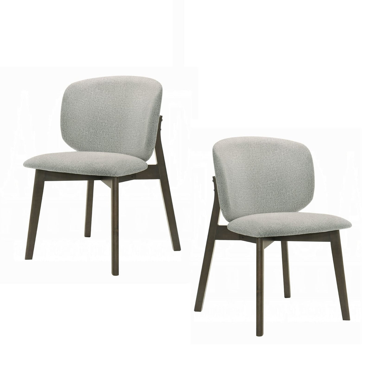 Solid Wood Dining Room Side Chairs Set of 2 in Gray Chenille Upholstery