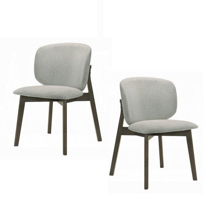 Solid Wood Dining Room Side Chairs Set of 2 in Gray Chenille Upholstery