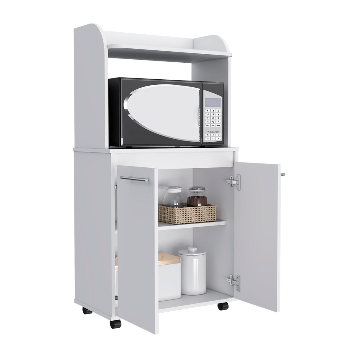 Rockford Kitchen Cart - White Open Shelf Cabinet