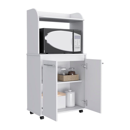 Rockford Kitchen Cart - White Open Shelf Cabinet