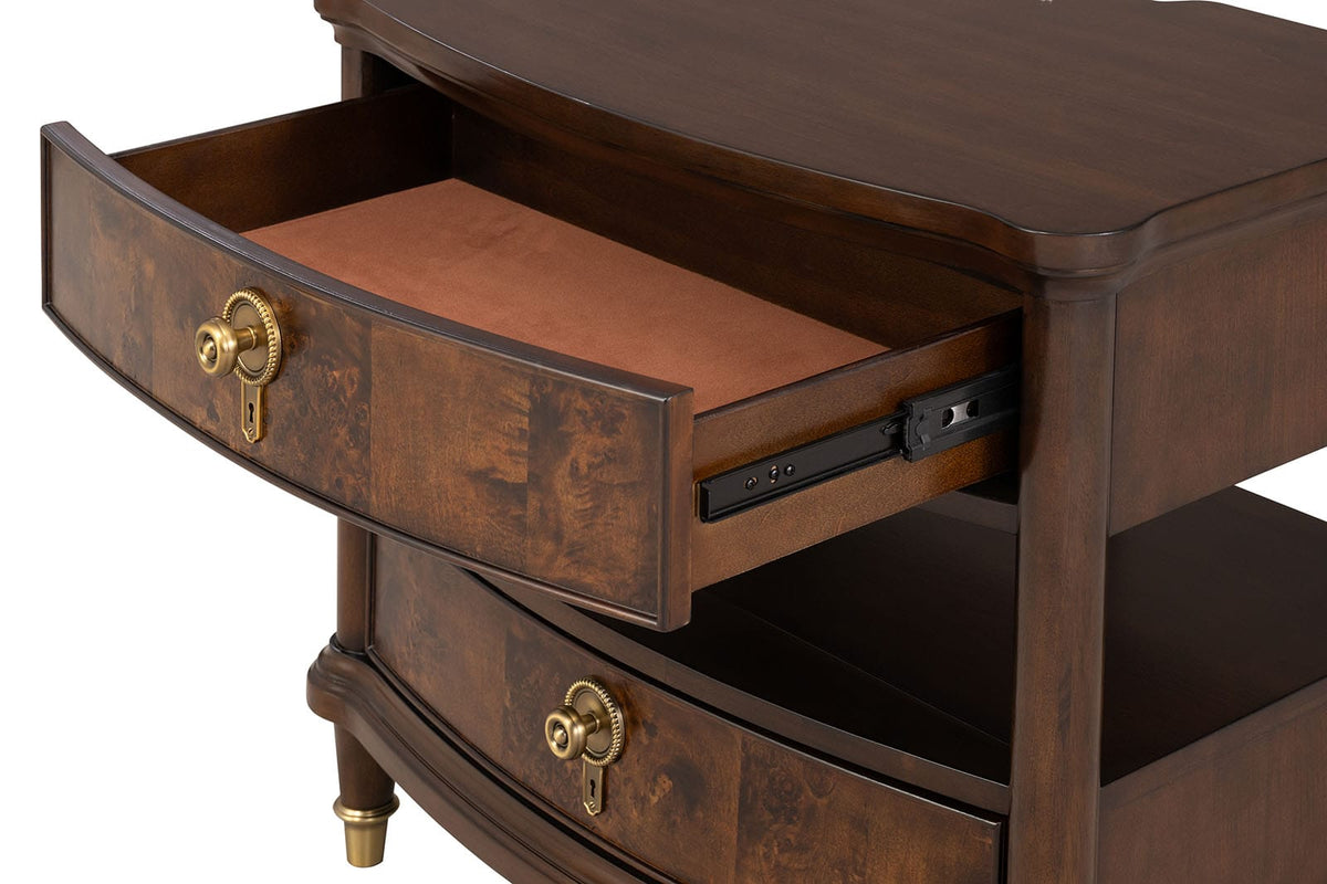 Traditional Cherry Nightstand with USB - Bedroom Storage