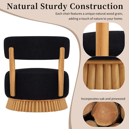 Black Boucl Armless Chair - 27.5" Farmhouse Style Accent Seat