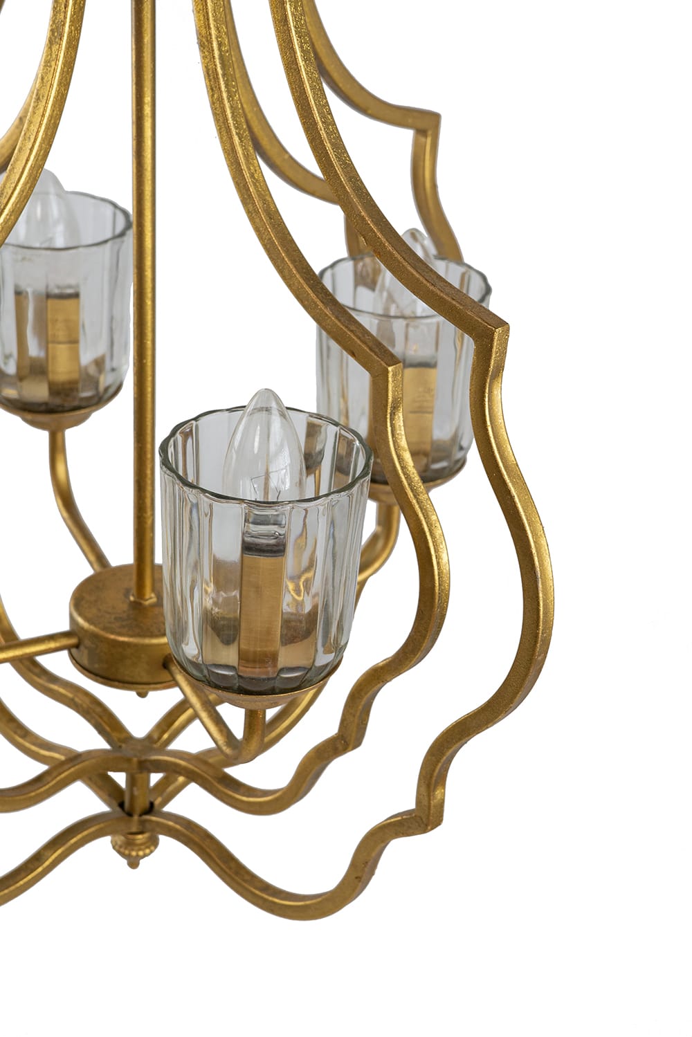 Gold Iron Chandelier - 4 Light Hanging Fixture
