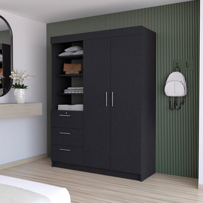Tempe 3 Drawer Armoire Black Modern Dresser