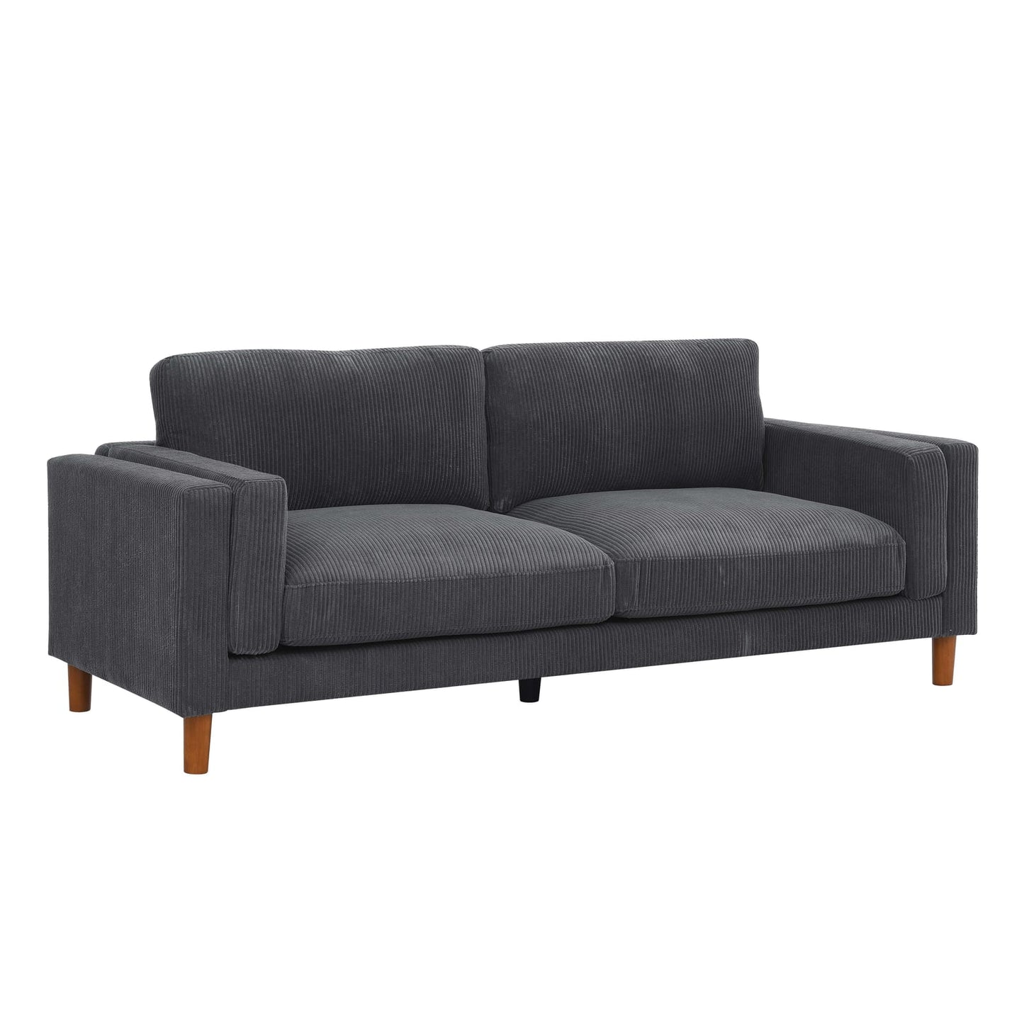 Dark Gray Corduroy 3 Seat Sofa - Modern Style for Living Room