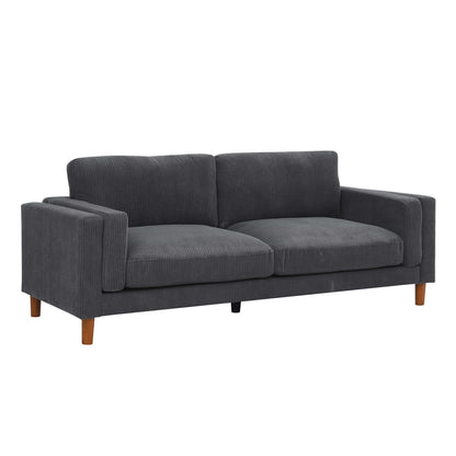Dark Gray Corduroy 3 Seat Sofa - Modern Style for Living Room