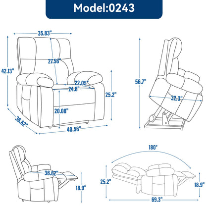 Blue Heat Massage Recliner - Power Lift, 350 Lbs Capacity