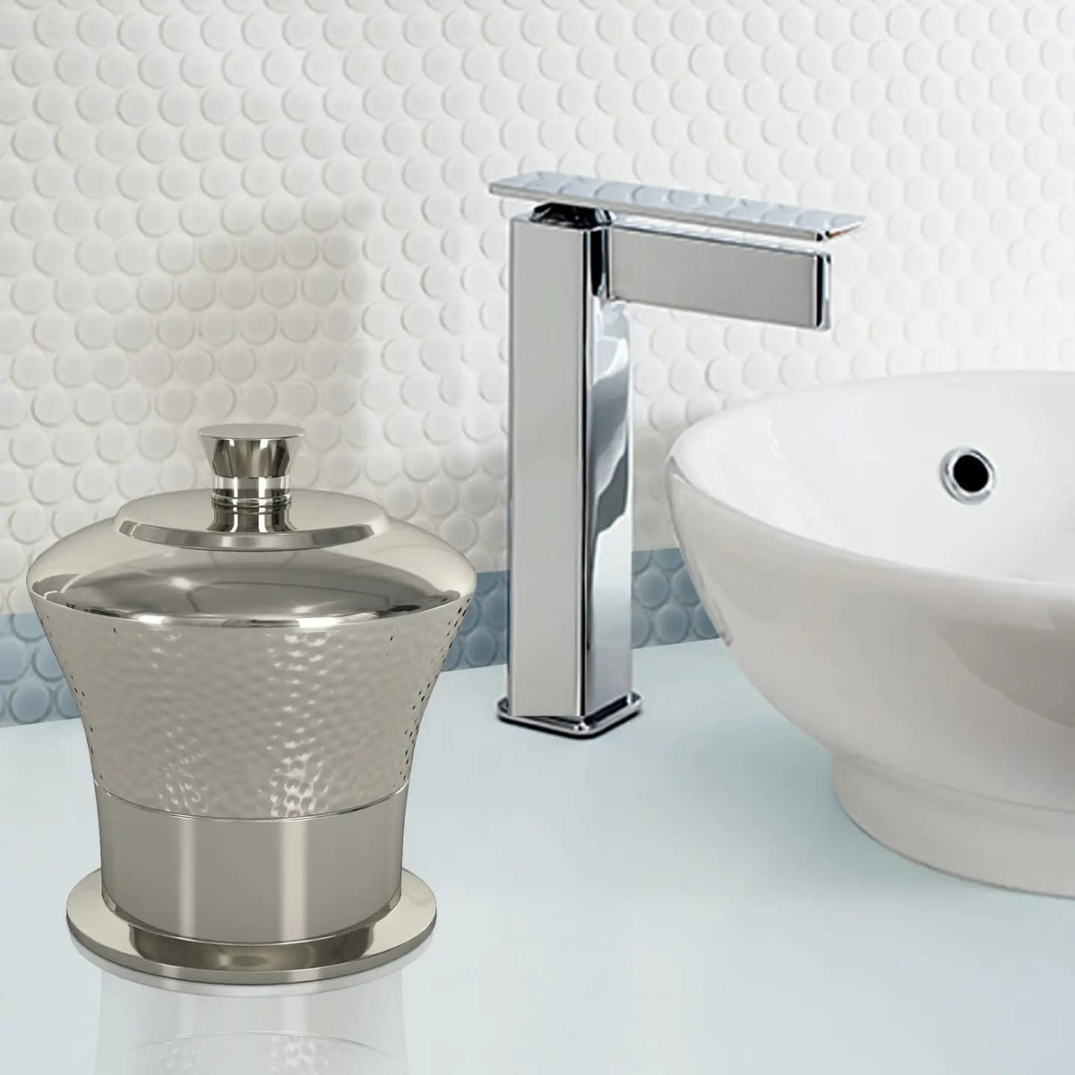 Classic Stainless Steel Vanity Jar - Stylish Storage for Cotton Swabs & Bath Salts