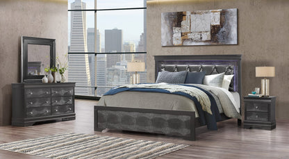Grey Metallic Wood Dresser - 58.19" Wide Bedroom Storage