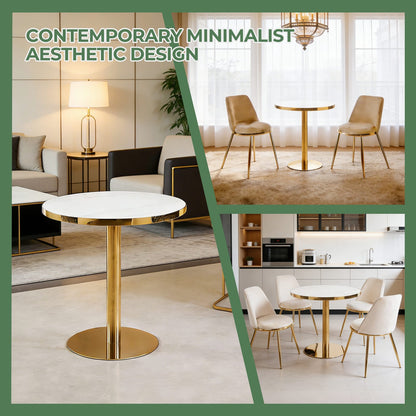 Golden White Pedestal Table - Modern Coffee Table 31.5 Inch
