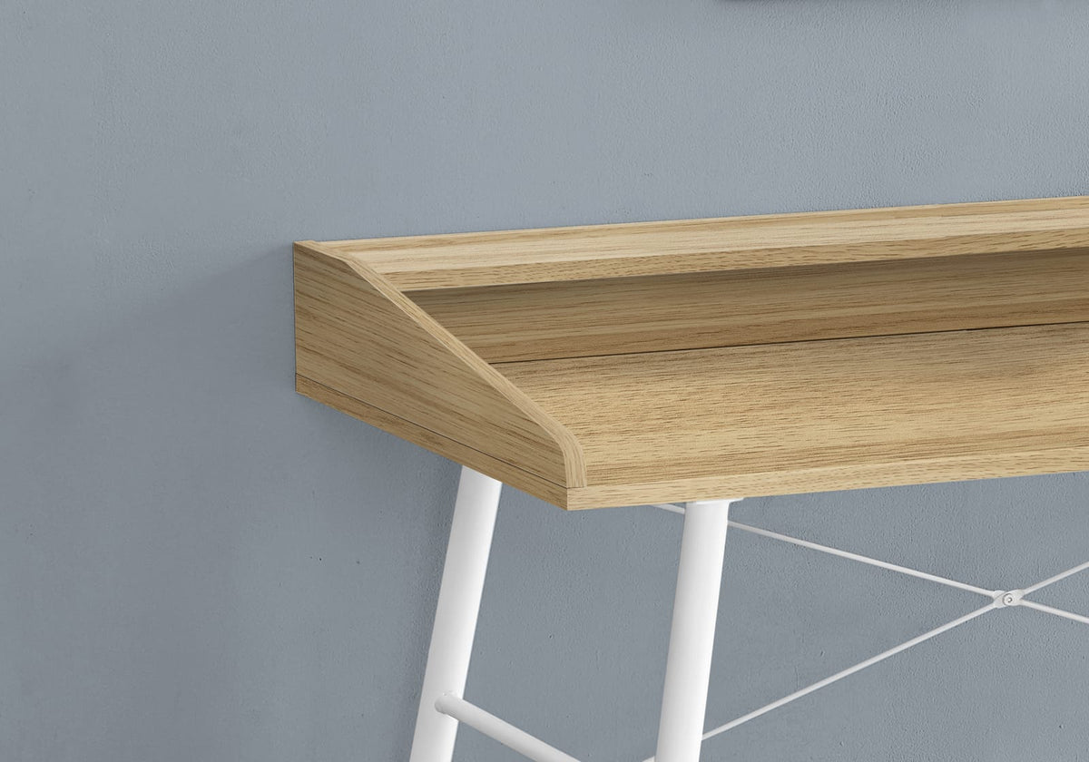 Computer Desk, Natural Laminate - 48"L Home Office Desk with Storage Shelves