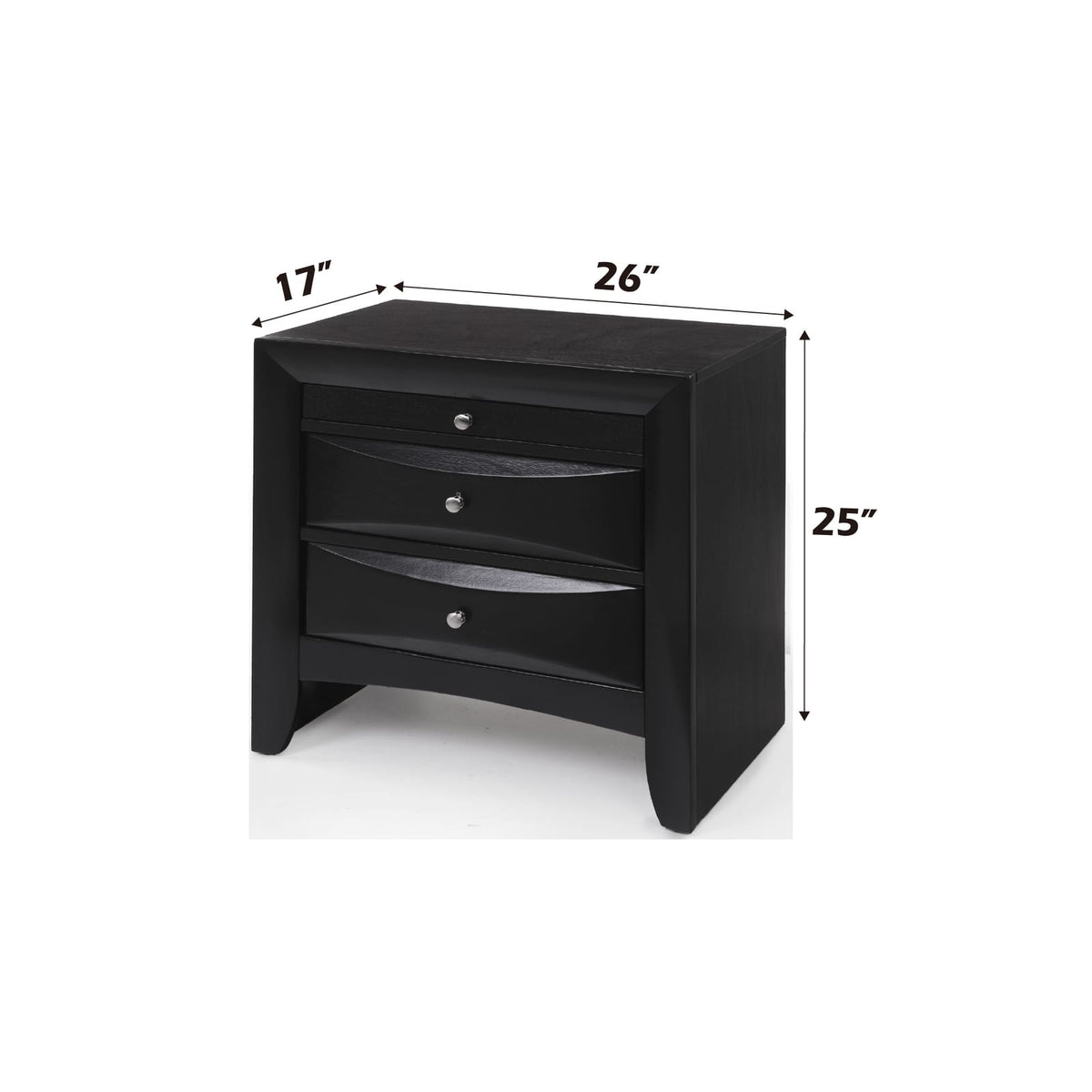 Ireland Black Finish Nightstand - Sleek Storage & Style