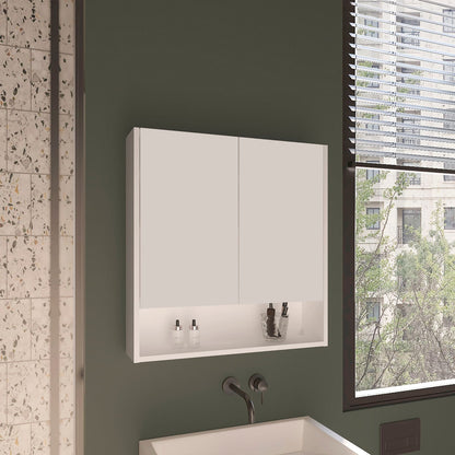 Wall Mounted White Bathroom Medicine Cabinet with 4 Shelves