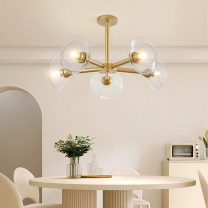 Gold Iron Sputnik Chandelier - 5 Light Pendant
