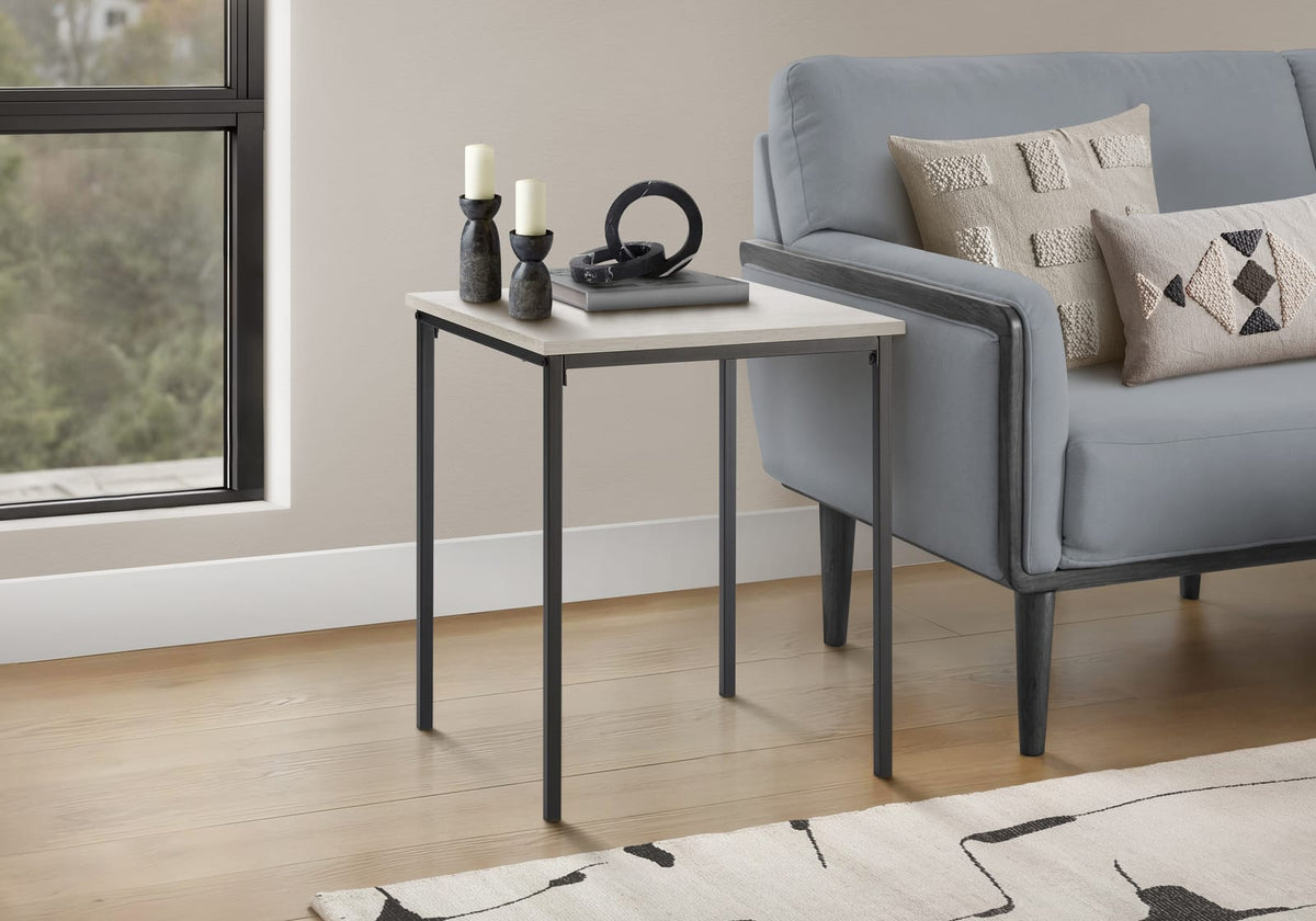 Small Accent Table - Oak & Black Metal